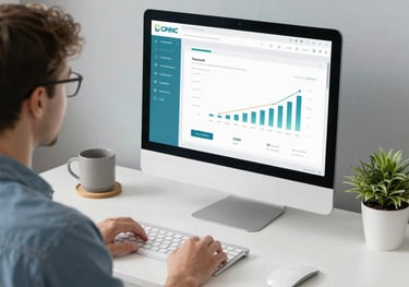 Close-up of a handshake between two business partners in a modern office setting.