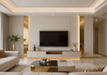 A close-up of a high-end interior design concept featuring gold accents and clean lines, embodying Morya Group's sophisticated aesthetic.