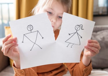 a child's drawing of a boy and girl