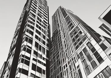 A curved facade covered in white latticework