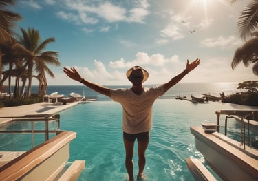 a man in a suit and hat with a watch on his wrist