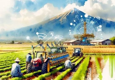Collecting crops on farm field in Kenya