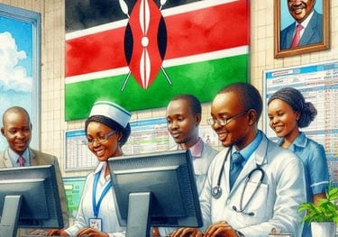 a group of doctors and nurses in a hospital analyse data