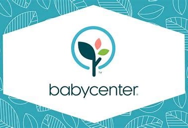 a baby center logo with leaves 
