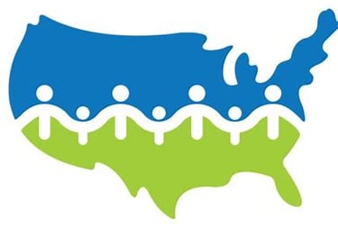 a united states map of people holding hands