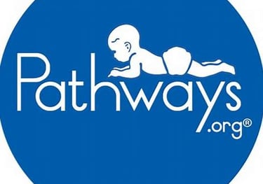 a baby is shown in a blue background with the word Pathways.org