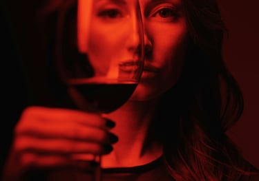 Woman with glass of wine