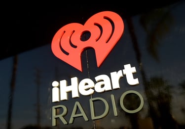 iHeart Radio logo on a window