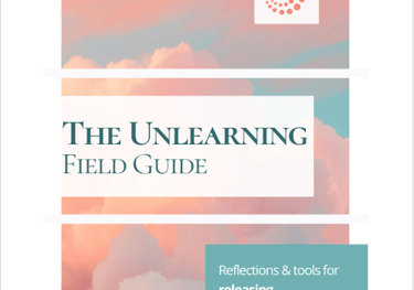 Reflections & tools for releasing, reclaiming & becoming." The design is clean, modern, and calming,
