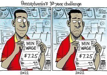 Political meme about minimum wage by Rob Tornoe