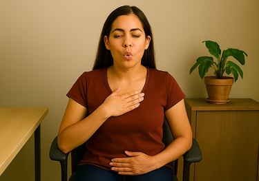  Expiração (6s): [Foto assoprando como numa vela]  