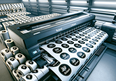 a large format printer with circle stickers