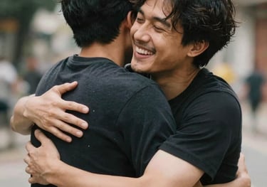 two men hugging