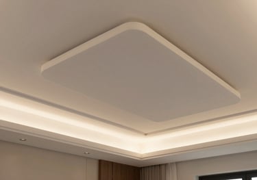 A sophisticated false ceiling installation in a luxury Ranchi home, featuring layered gypsum work and elegant hidden LED lighting.