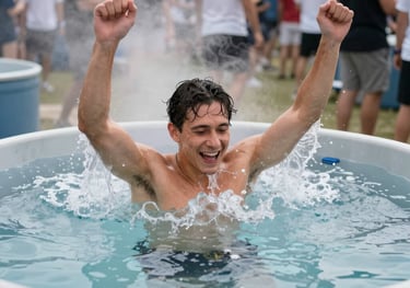 Vibrant vendor booth with wellness products displayed under a sunny canopy at Memory Mall.