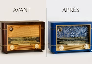 Poste radio ancien relooké et transformé en enceinte bluetooth