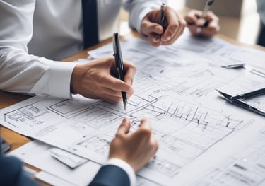 A curved facade covered in white latticework