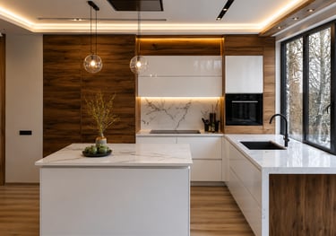Luxury bespoke kitchen with integrated appliances and premium finishes