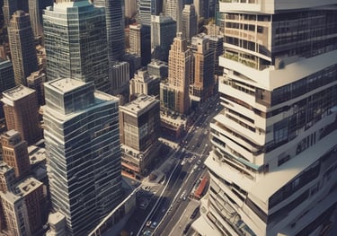 Modern office workspace with charts and real estate brochures on the desk.