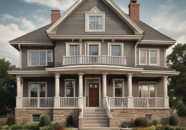 Modern office workspace with charts and real estate brochures on the desk.