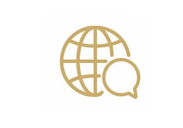 Icon representing multilingual dental care: English, Spanish, Russian