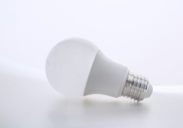 A LED lightbulb an energy saving alternative to a regular lightbulb.