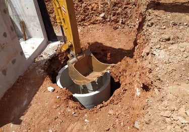 Septic tank installation in the ground