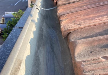 pulizia di una grondaia