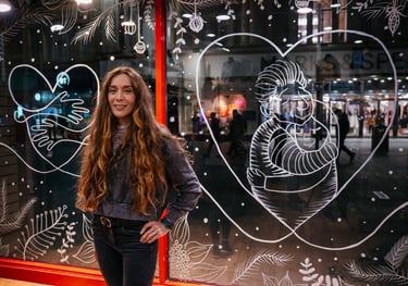 leicester_british_heart_foundation_window_painting_illustration_sonya_parra