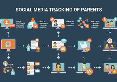some social media icon and top of that board written SOCIAL MEDIA TRACKING OR PARENTS