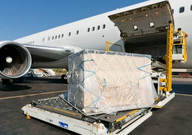 a large airplane with a large amount of cargo on it
