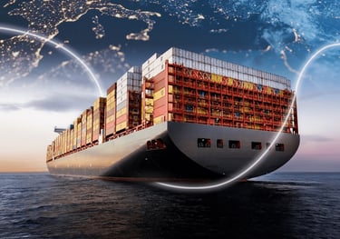 a large container ship with a large container on the water