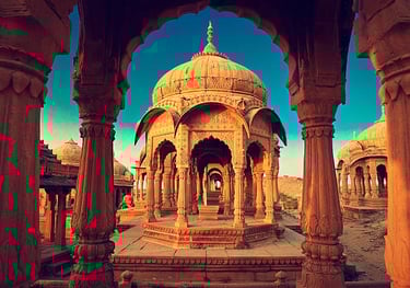 ancient memorial buildings in Jaisalmer