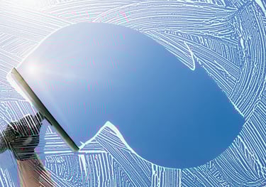 a person holding a squeezer to wash a window