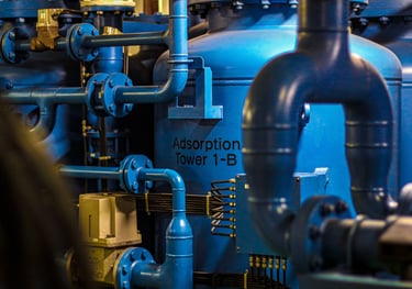 a large blue and black pipework on a large blue and white pipework