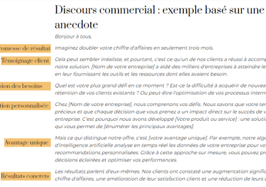 Discours commercial : exemple
