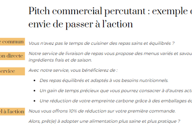Pitch commercial percutant : exemple