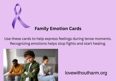 Family Emotion Cards to assist families with identifying emotions and heal from trauma