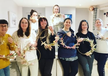 dried flower wreath making team workshop