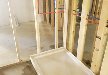 water lines for new shower during bathroom remodeling project