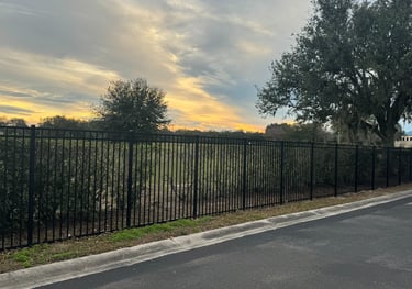 Ornamental, aluminum, steel, black powder coated fencing