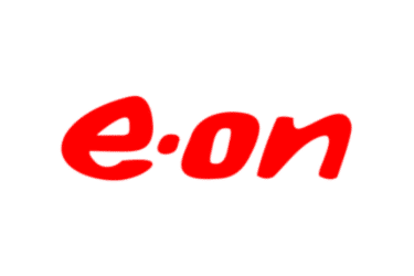 a red e - on sign with the e - on