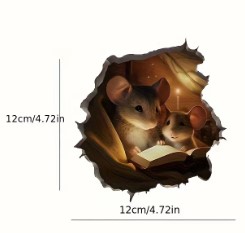 Dekoratives Wandbild 'Lesende Maus', Dieses bezaubernde Wandbild zeigt eine Maus Familie