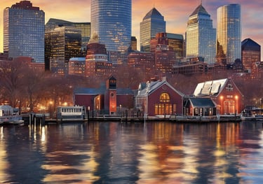 a view of a city from across the water