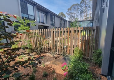 Recycled timber screen, made for plants to grow through.