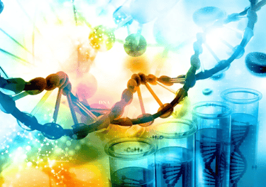image of dna and test tubes