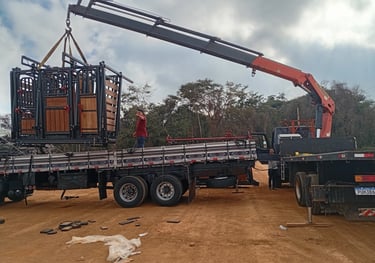 Remoção técnica de máquinas industriais com caminhão munck e equipe especializada