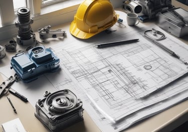 Four men in business attire are engaged in a discussion around a table. One man appears to be explaining something while pointing at some documents in front of them. The others are listening attentively, and one holds a pen and a mobile device. The setting is a plain office environment.