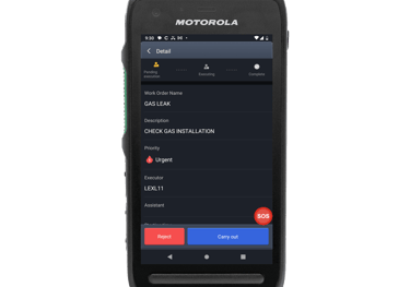Motorola LEXL11 with Industrial PTT License showing Task Management