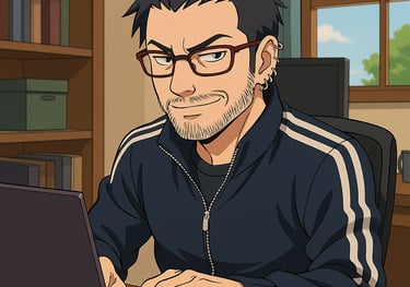 Manga-style image of JB at work